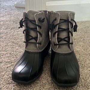 Sperry Black and Gray Waterproof Duck Boots